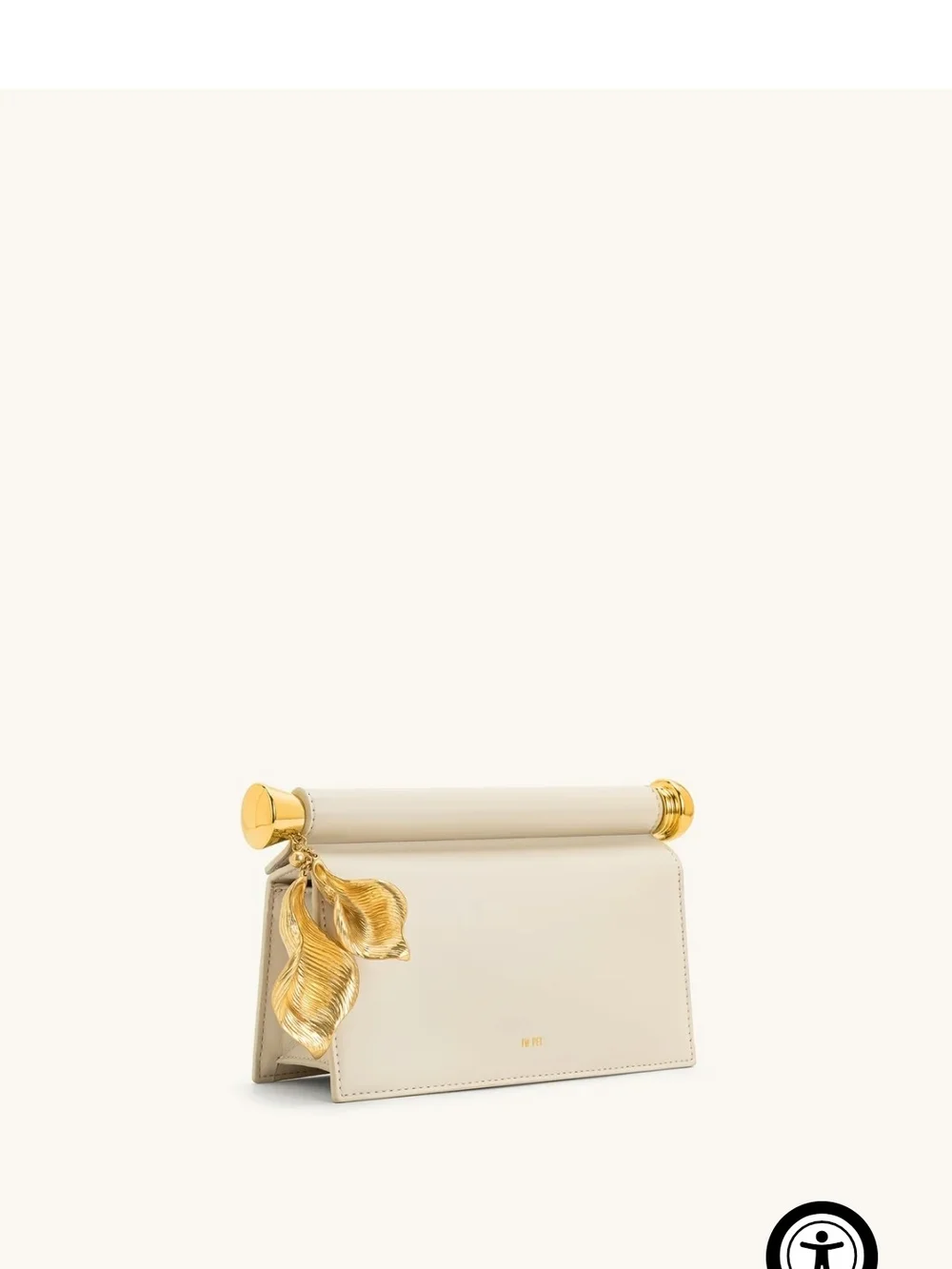 Holly Metal Pendant Embellished Clutch - White / Cream